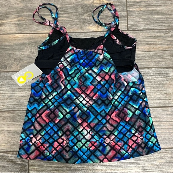 Go by Gossip Multi Light The Way Printed Layered Tankini Top Size Small - Picture 4 of 10